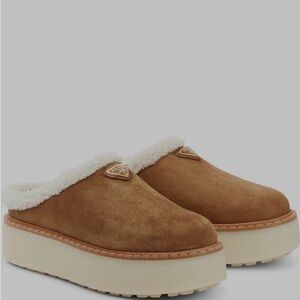 Prada Brown Suede Platform Mules